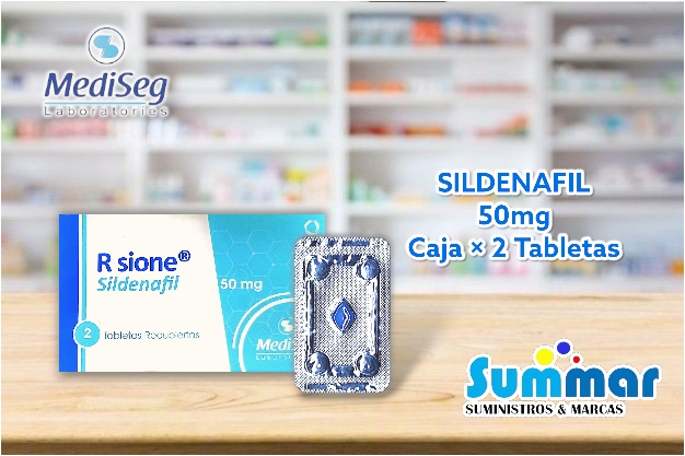 R-sione® 50mg Caja x 2 Tabletas (Sildenafil) MEDISEG