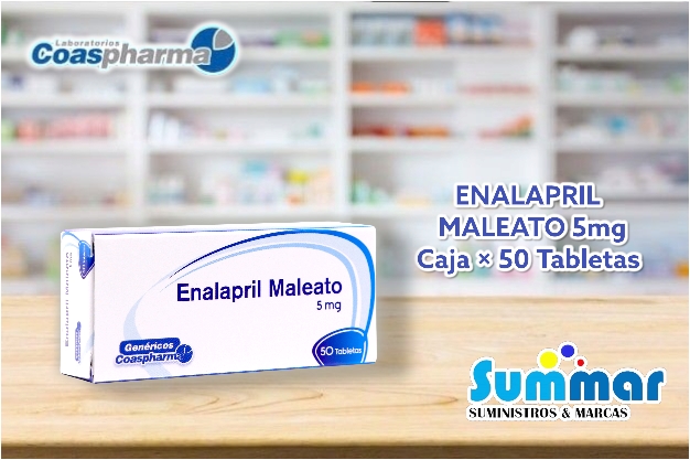 Enalapril Maleato 5mg Caja x 50 Tabletas COASPHARMA