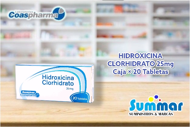 Hidroxicina Clorhidrato 25mg Caja x 20 Tabletas COASPHARMA