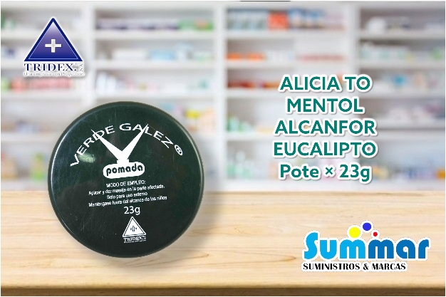 Pomada Verde Galez® Pote x 23g (Aliciato + Mentol + Alcanfor + Eucalipto) TRIDEX