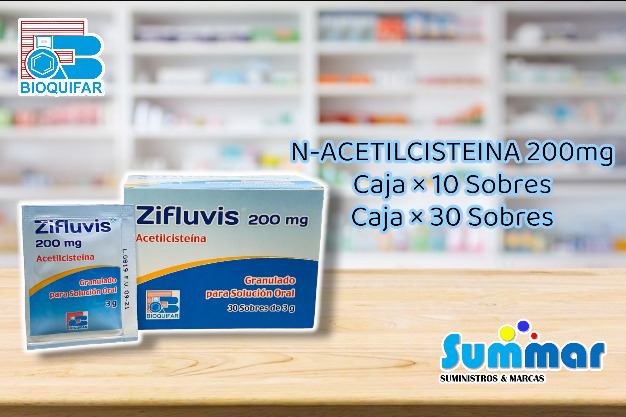 Zifluvis 200mg Caja x 10 Sobres (Acetilcisteína) BIOQUIFAR