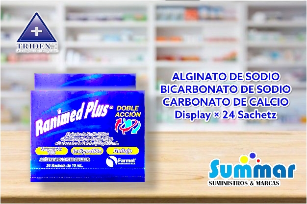 Ranimed Plus® Display x 24 Sachetz de 10ml (Alginato de Sodio Bicarbonato de Sodio Carbonato de Calcio) FARMET