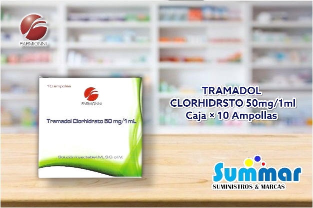 Tramadol Clorhidrato 50mg/1ml Caja x 10 Ampollas FARMIONNI
