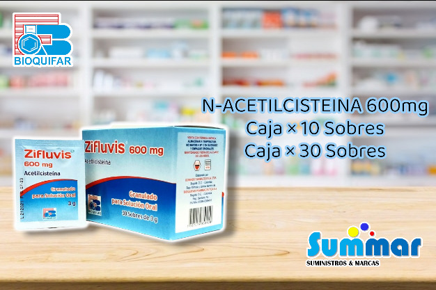 Zifluvis 600mg Caja x 10 Sobres (Acetilcisteína) BIOQUIFAR