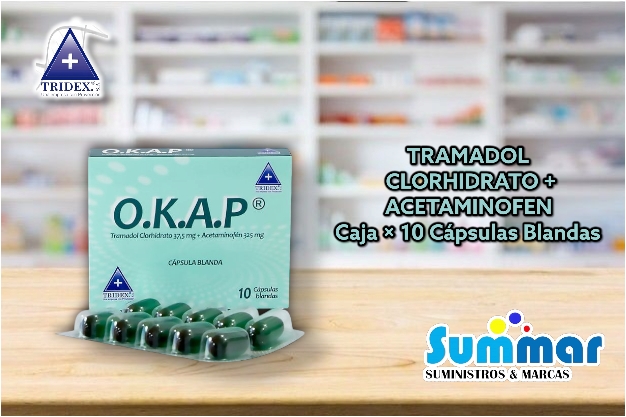 O.K.A.P® Caja x 10 Cápsula Blandas (Tramadol Clorhidrato + Acetaminofén) TRIDEX