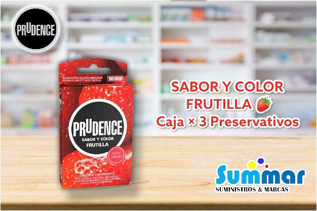 Preservativo Prudence Sabor y Color Frutilla Caja x 3 Unidades DKT