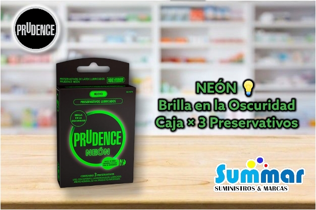 Preservativo Prudence Neón Caja x 3 Unidades DKT