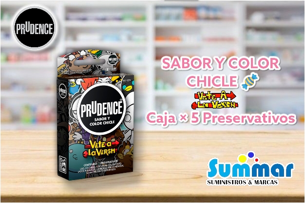Preservativo Prudence Sabor y Color Chicle Vete a la Versh Caja x 5 Unidades DKT