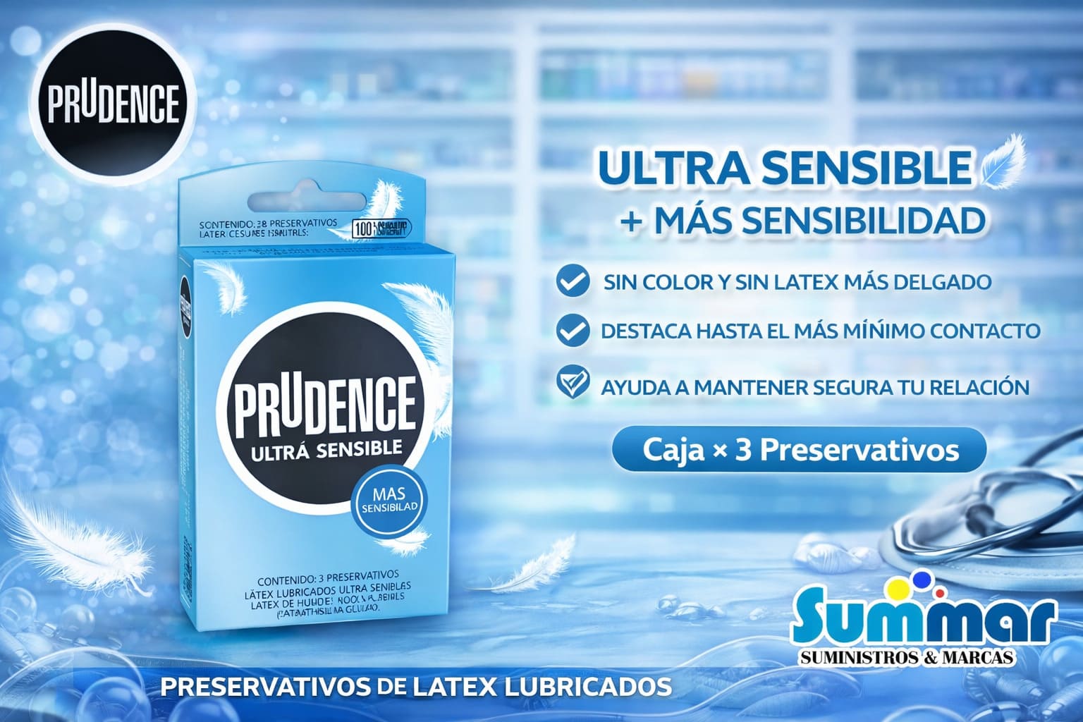 Preservativo Prudence Ultra Sensible Caja x 3 Unidades DKT