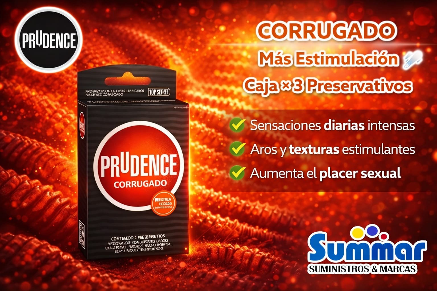 Preservativo Prudence Corrugado Caja x 3 Unidades DKT