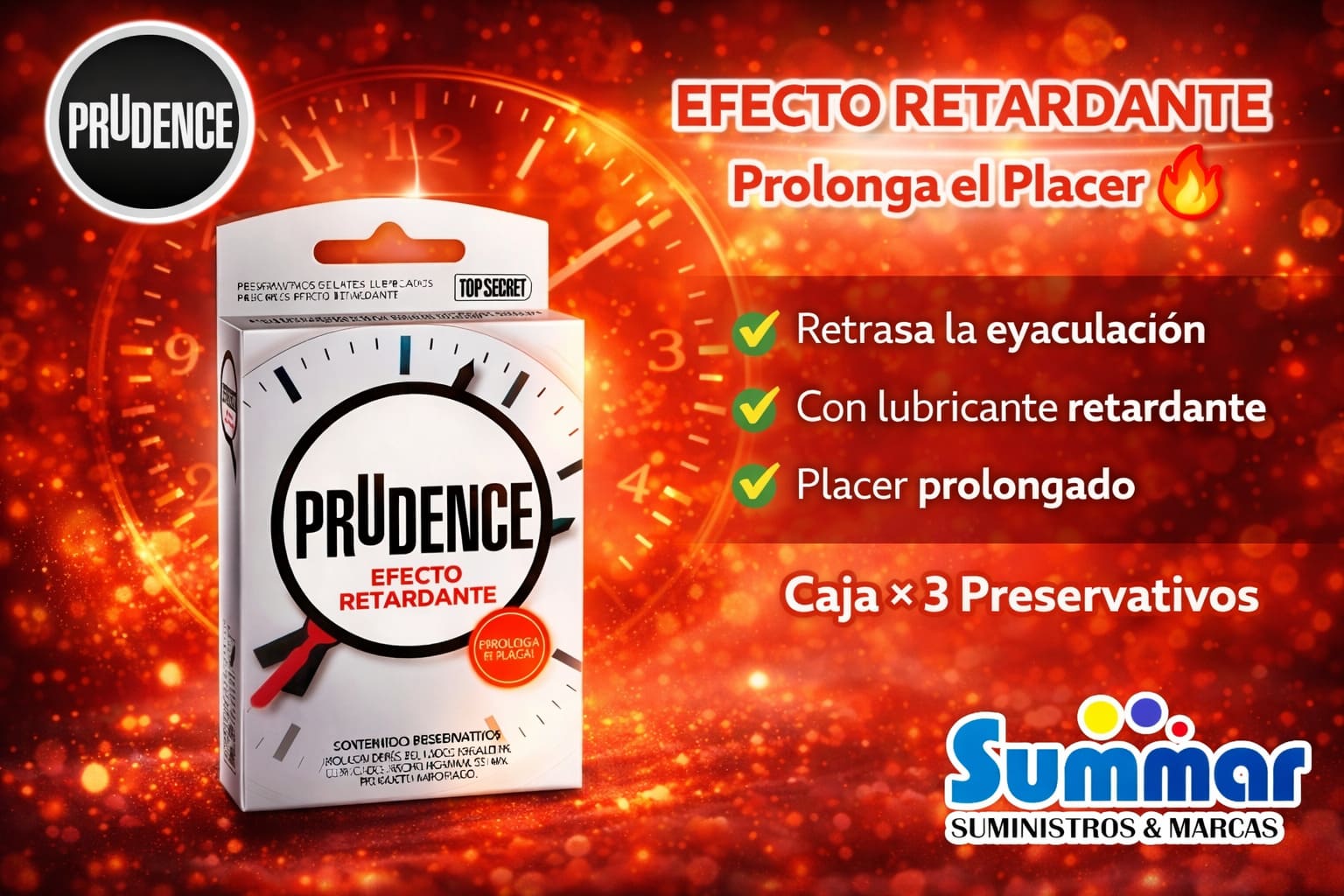 Preservativo Prudence Efecto Retardante Caja x 3 Unidades DKT