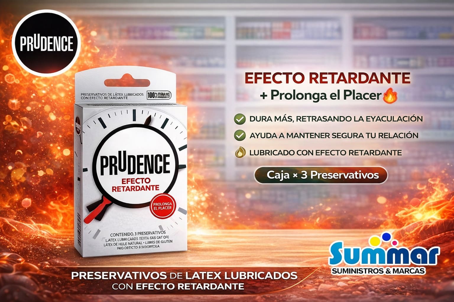 Preservativo Prudence Efecto Retardante Caja x 3 Unidades DKT