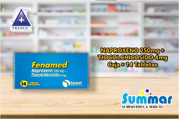 Fenamed® Caja x 14 Tabletas Recubiertas (Naproxeno + Tiocolchicosido) TRIDEX