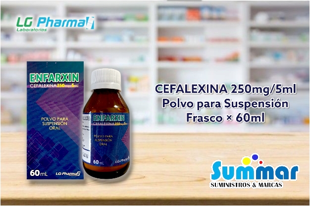 Enfarxin 250mg/5ml Polvo para Suspensión Frasco x 60ml (Cefalexina) LG-PHARMA