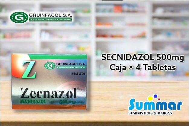 Zecnazol® 500mg Caja x 4 Tabletas (Secnidazol) GRUINFACOL
