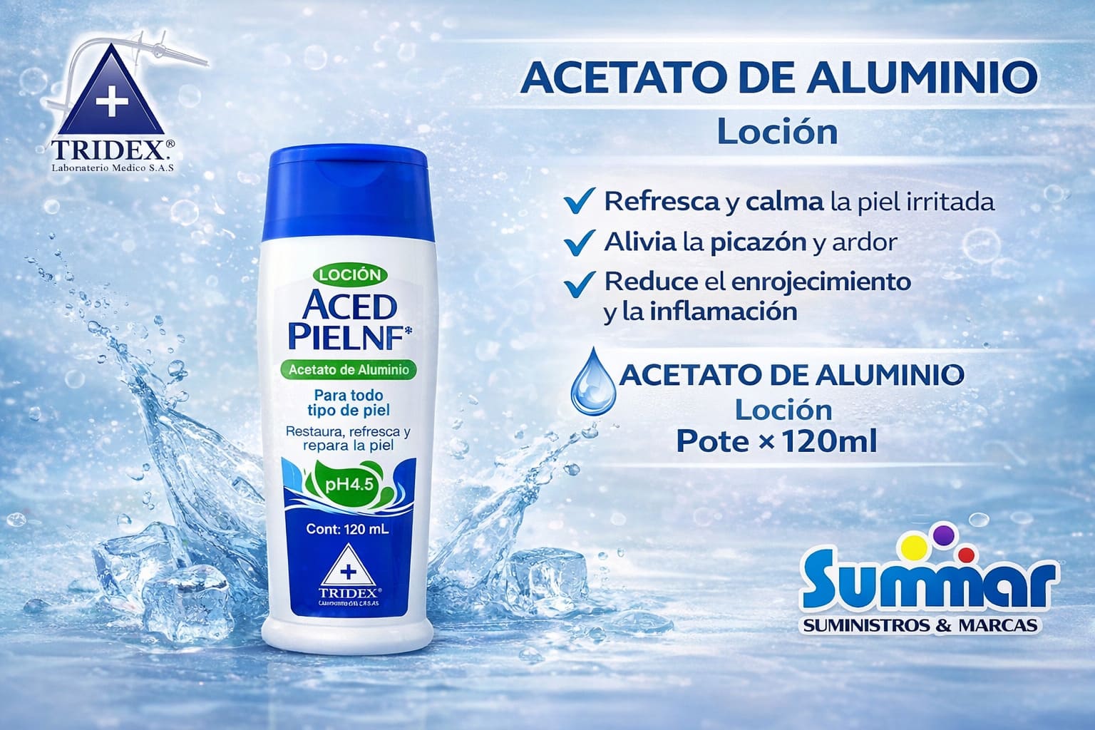 Aced Piel NF® Frasco x 120ml (Acetato de Aluminio) TRIDEX