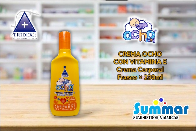 Crema Liquida Corporal con Vitamina E Ocho Baby Frasco x 230ml (con Vitamina E) TRIDEX
