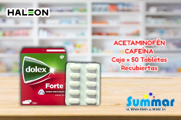 Dolex Forte Caja x 50 Tabletas (Acetaminofén - Cafeína) HALEON