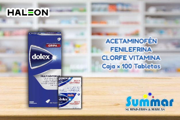 Dolex Gripa Caja x 100 Tabletas (Acetaminofén - Fenilefrina - Clorfeniramina) HALEON
