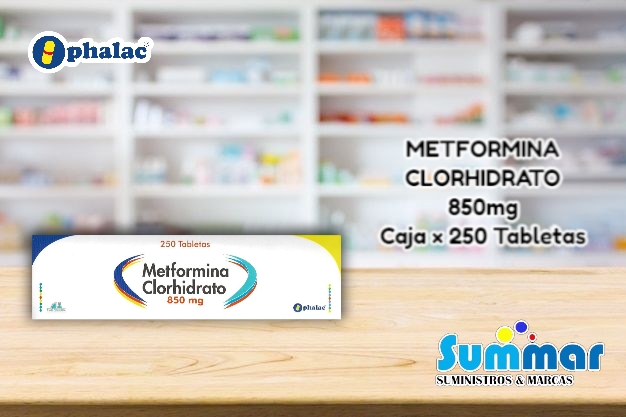 Metformina Clorhidrato 850mg Caja x 250 Tabletas OPHALAC