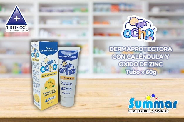 Crema Ocho Baby Dermoprotectora con Caléndula Tubo x 60g (Con óxido de zinc) TRIDEX
