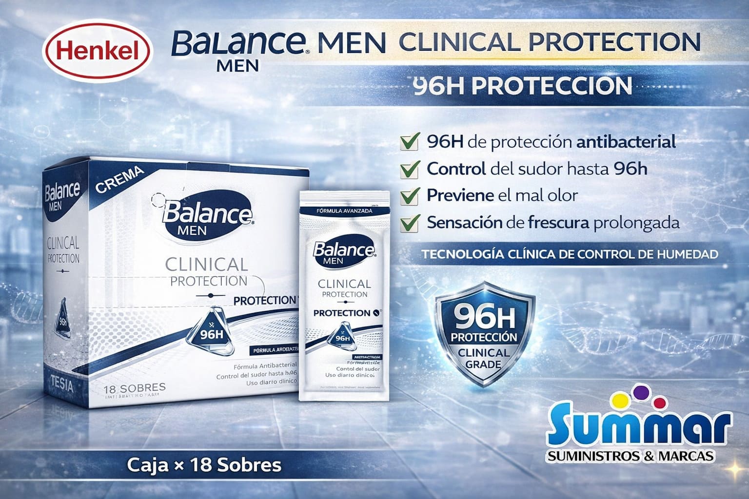 Balance Men Clinical Protection Caja x 16 Sobres + 2 Gratis HENKEL