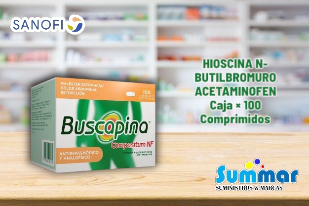 Buscapina Compuesta NF Caja x 100 Comprimidos (Hioscina N-Butilbromuro Acetaminfen) SANOFI