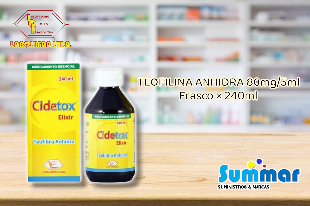 Cidetox Elixir 80mg/5ml Frasco x 240ml (Teofilina Anhidrada) LABQUIFAR