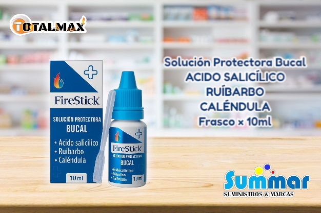 FireStick® Solución Protectora Bucal Frasco x 10ml (Ácido salicilíco Ruibarbo Caléndula) TOTALMAX