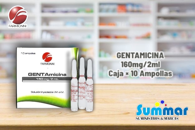 Gentamicina 160mg/2ml Caja x 10 Ampollas FARMIONNI