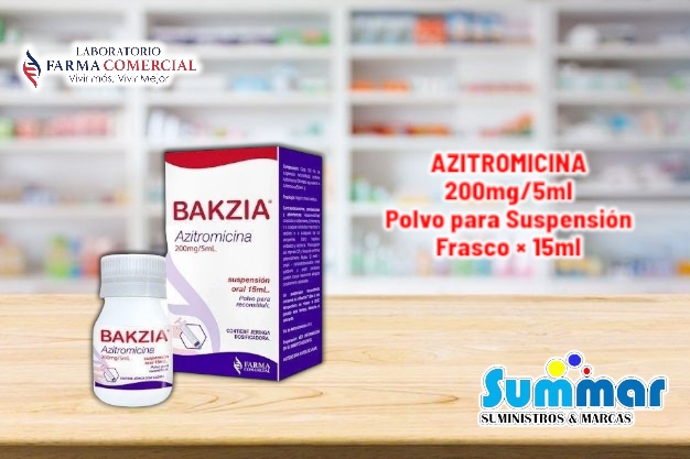 Bakzia® 200mg/5ml Caja x 15ml (Azitromicina) FARMA COMERCIAL