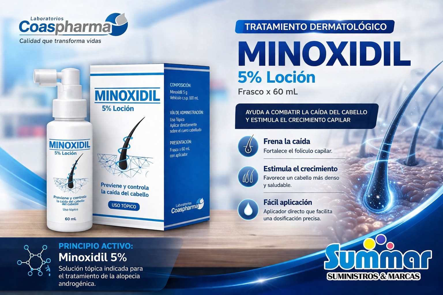 Minoxidil 5% Loción Frasco x 60ml COASPHARMA