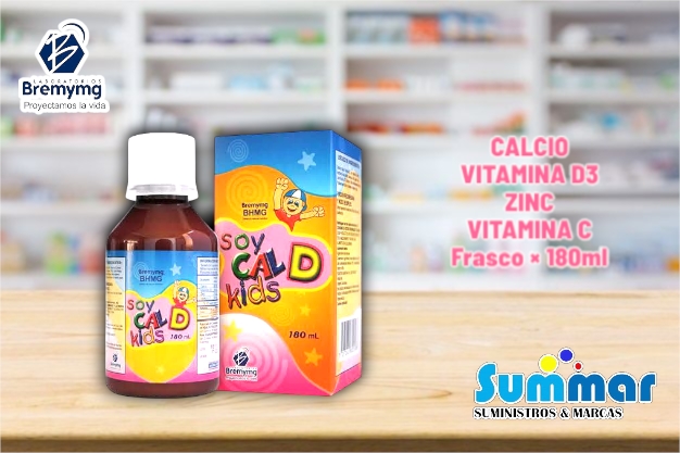 Soy Cal Kids D Solucion Oral Frasco x 180ml (Calcio Vitamina D3 Zinc Vitamina C) BREMYMG