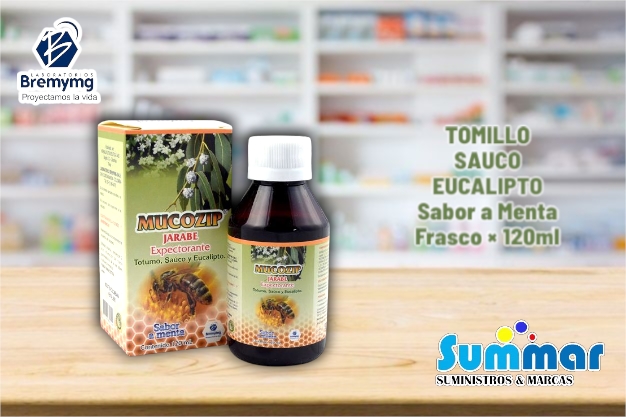 Mucozip® Jarabe Sabor a Menta Frasco x 120ml (Totumo Saúco y Eucalipto) BREMYMG