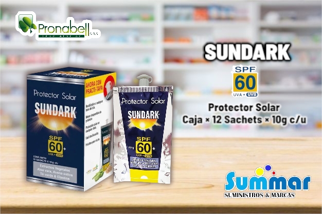 Protector Solar Sundark® Adultos SPF60 Caja x 12 Sachets x 10g PRONABELL