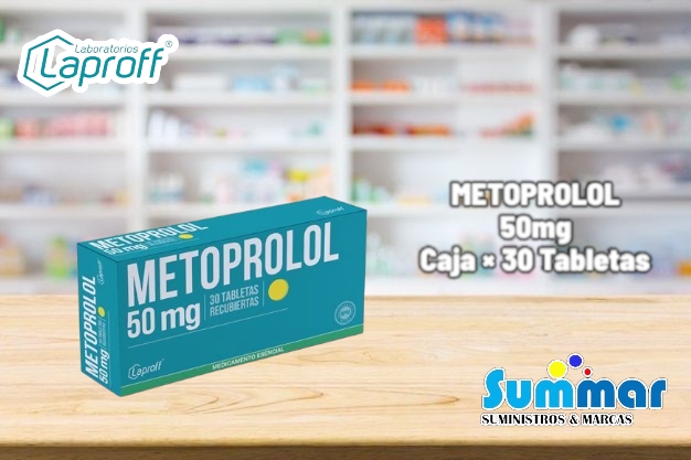 Metoprolol Tartrato 50mg Caja x 30 Tabletas Recuebiertas LAPROFF