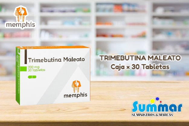 Trimebutina Maleato 200mg Caja x 30 Tabletas MEMPHIS