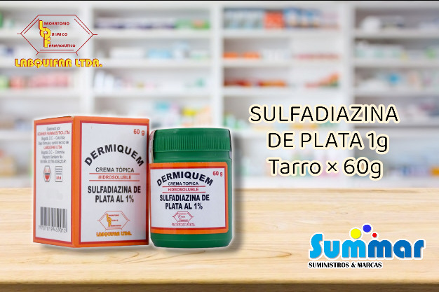 Dermiquem Crema Tópica 1% Tarro x 60g (Sulfadiazina de Plata) LABQUIFAR