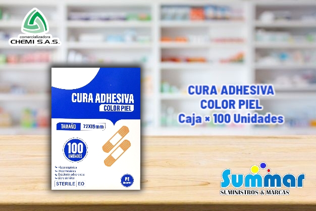 Cura Adhesiva Color Piel Caja x 100 Unidades CHEMI