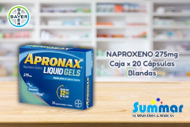 Apronax® Liquid Gels 275mg Caja x 20 Cápsulas Blandas (Naproxeno) BAYER