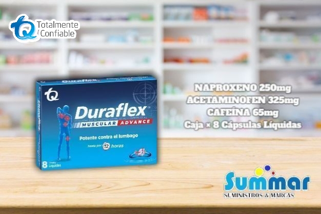 Duraflex ® Muscular Advance Caja x 8 Cápsulas Líquidas (Naproxeno Acetaminofén Cafeína) TQ