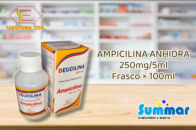 Deucilina 250mg/5ml Fraso x 100ml (Ampicilina) LABQUIFAR