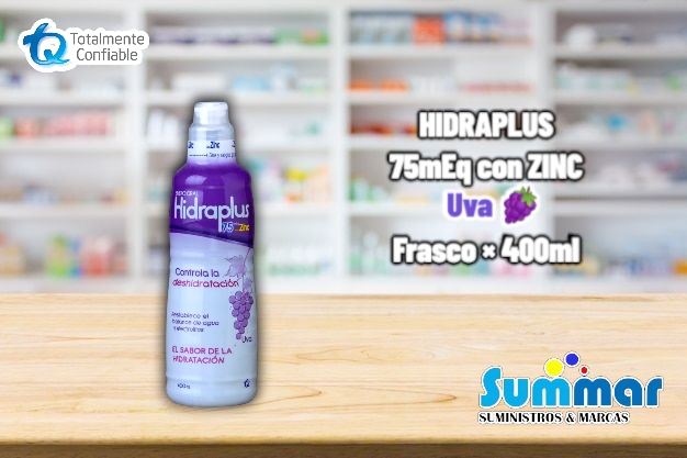 Hidraplus® 75mEq Zinc Uva Frasco x 400ml TQ