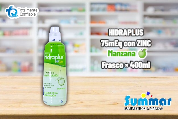 Hidraplus® 75mEq Zinc Manzana Frasco x 400ml TQ