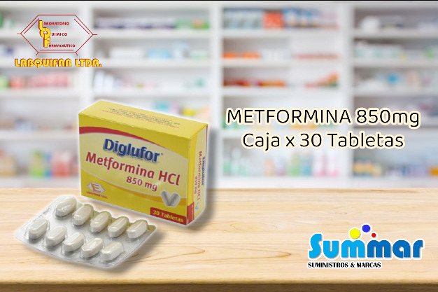 Diglufor 850mg Caja x 30 Tabletas (Metformina) LABQUIFAR