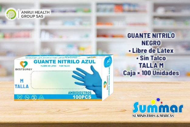 Guante Nitrilo Azul Sin Talco Talla M Caja x 100 Unidades  BESTSURGY