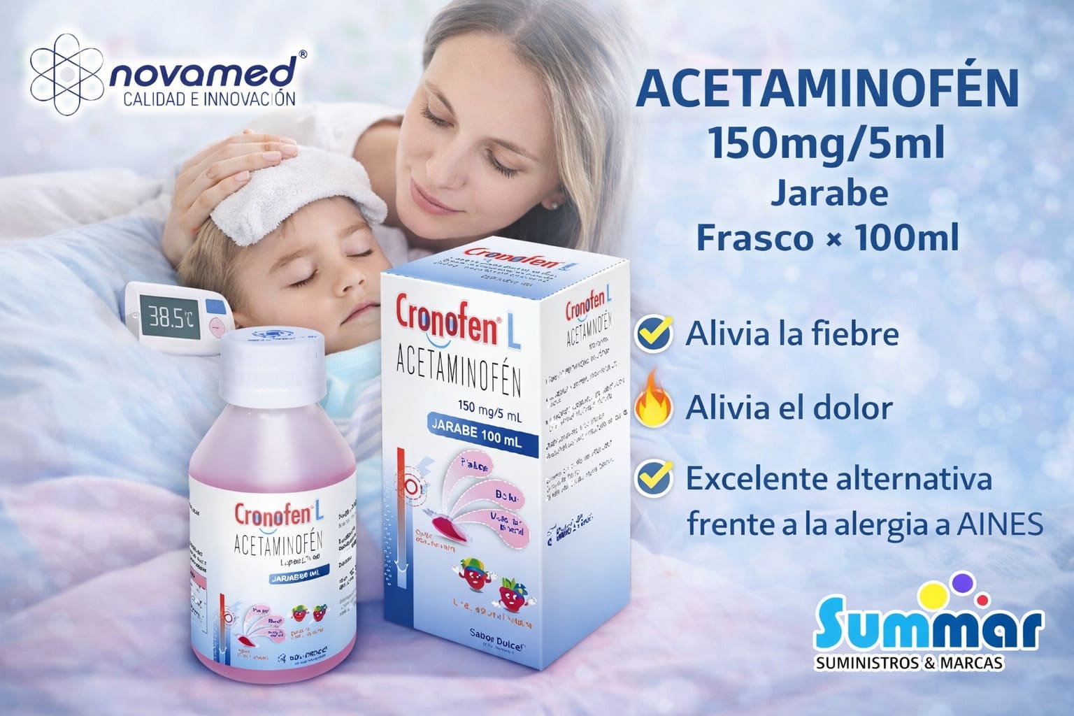 Cronofen L 150mg/5ml Jarabe Frasco x 100ml (Acetaminofén) NOVAMED