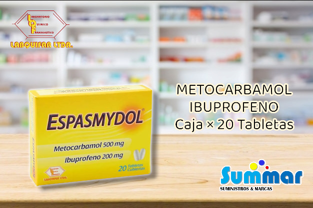 Espasmydol Tabletas Caja x 20 (Metocarbamol Ibuprofeno) LABQUIFAR