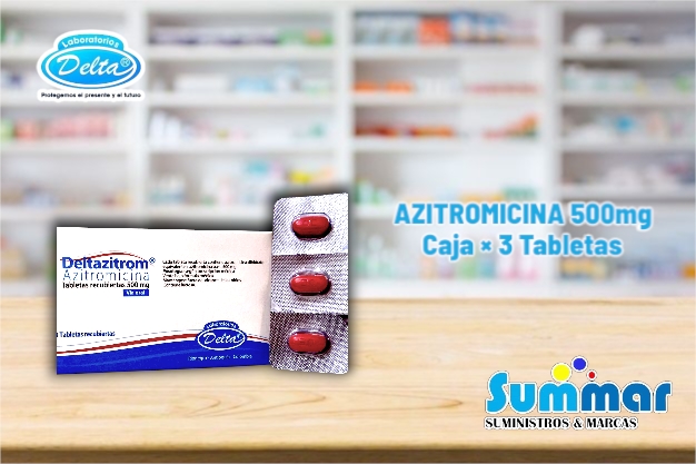 Deltazitrom® 500mg caja x 3 tabletas (Azitromicina) DELTA