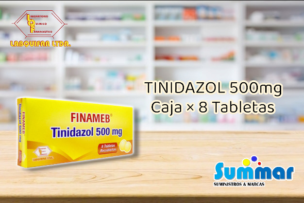 Finameb 500mg Caja x 8 Tabletas (Tinidazol) LABQUIFAR